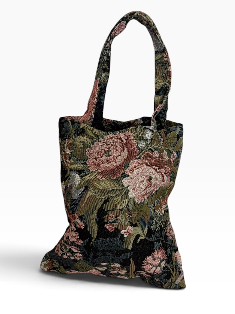 Vintage Floral Peonies Tapestry Tote Bag